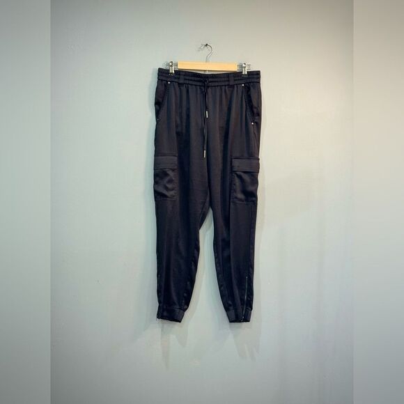 White House Black Market Pants - Black WHBM Satiny Cargo Joggers Size 10 VGUC